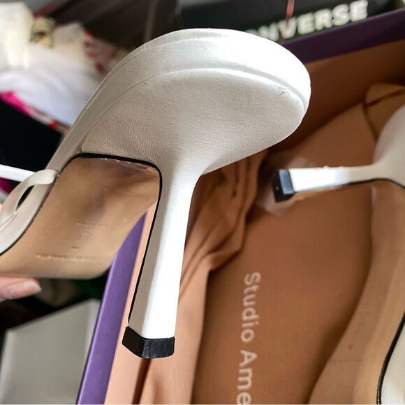 Studio Amelia Crossfront 70 Heels shoes white strappy wedding party Revolve 9 - Picture 14 of 16